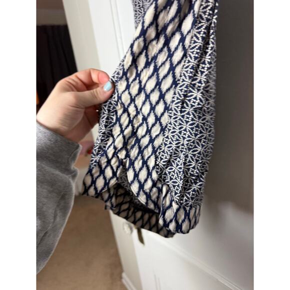 Angie Strapless Romper Women's Medium Blue White Boho Chic Pull On Strechy Knit - Picture 6 of 6